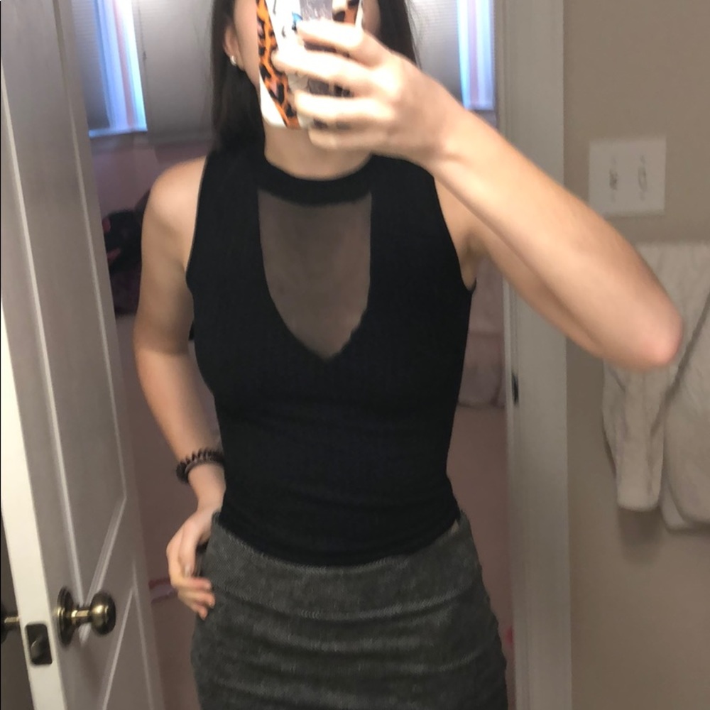Black V-neck shirt